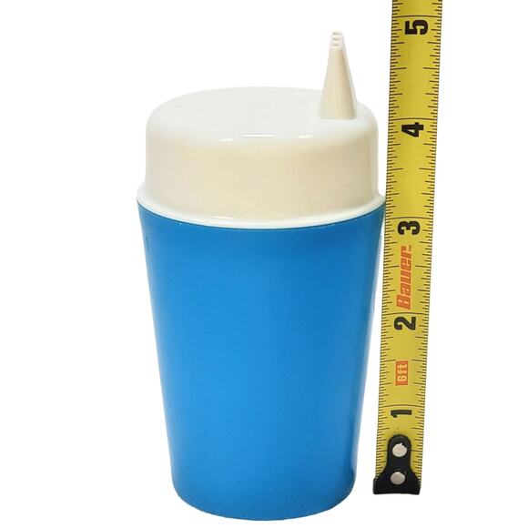 Vintage Child's Blue Plastic Sippy Cup with White Lid Plain 5" Rare Made in USA - Picture 4 of 8